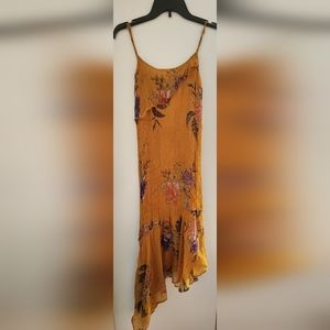 Urban Outfitters Ecote long floral orange spaghetti strap holiday dress 🧡